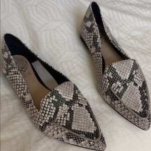 Vince Camuto Snake-Print Pointed Toe Flats in Neutral/Black